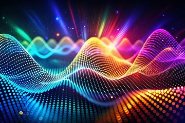 Poster - Captivating Digital Dotted Grid Sound Waves Visuals for Modern Technology Products in a Dynamic Marketing Context