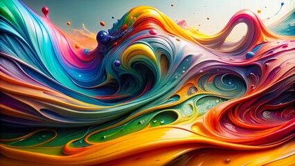 Poster - Captivating Liquid Paint Swirls on a Pristine White Background for Stunning Abstract Landscape Photography