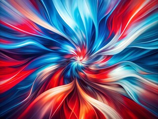 Poster - Captivating Long Exposure of Red, White, and Blue Abstract Art Background with Dynamic Movement and Fluid Patterns Creating a Stunning Visual Experience for Artistic Projects