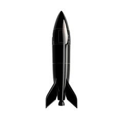 Poster - Black Rocket Design Isolated on White Background for Space Concept