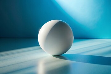 Poster - Captivating Portrait Photography Featuring a White Sphere on a Minimalist Background, Emphasizing Light and Shadow Play to Create a Striking Visual Experience