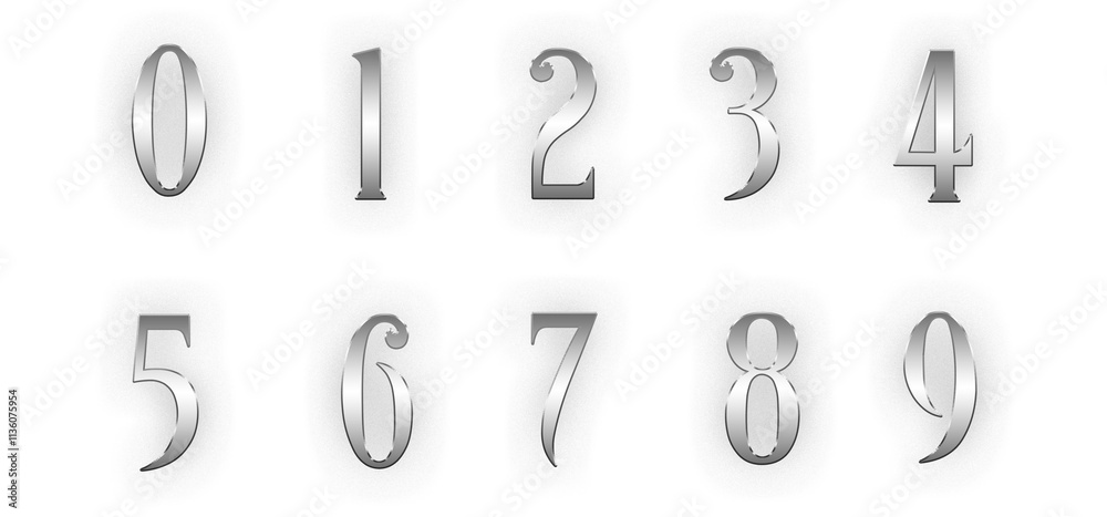 Singler Numbers Images Silver number with number part made of silver isolated on transparent ...