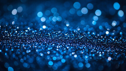 Poster - Glitter light effect with blur and bokeh. Abstract background with blue sparkles flares. Overlay effect of magic glow, snow or shine isolated on transparent background, vector realistic set