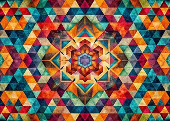 Poster - Colorful Modern Stylish Geometric Pattern Design in Trendy Hipster Aesthetic with Repeating Abstract Shapes for Fashion and Decor Use