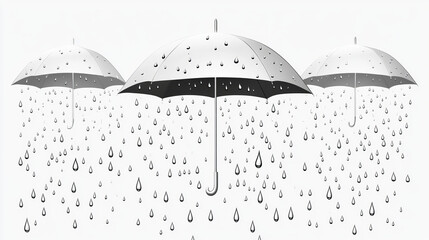 Poster - Rain weather meteo icon vector illustration. Realistic falling water droplets, element for weather forecast, wet rainy day pictogram, isolated on transparent background