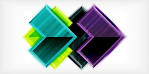 Poster - Arrow symbols created with 3d effects and line texture geometric abstract background