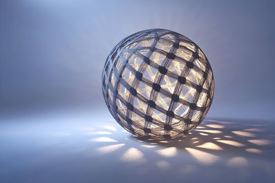 3D Wireframe Geometric Form Rotating with Shadow Casts