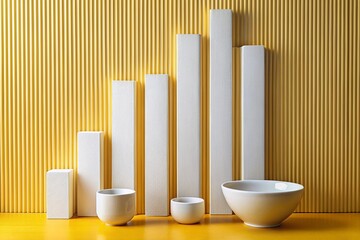 Poster - Elegant Arrangement of White Ceramic Strips with Vertical Structure in a Modern Setting, Perfect for Contemporary Interior Design Inspirations and Minimalist Aesthetics