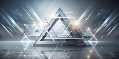 Poster - Elegant Long Exposure Abstract Design Featuring Simple Geometric Shapes in White and Gray with Shiny Lines for Modern Banners and Creative Visuals