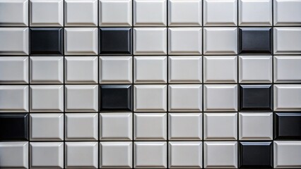 Poster - Elegant Silhouette Photography of White Ceramic Tile Featuring 24 Squares in Rectangular Formation with Black Fill, Perfect for Modern Interior Design Concepts