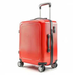 Stylish red suitcase isolated on white background, embodying the excitement of upcoming travel and wanderlust