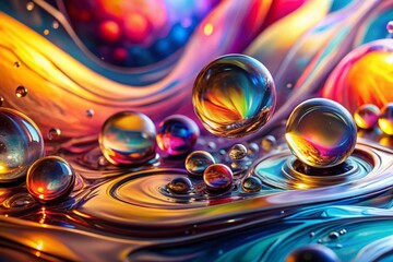 Poster - Ethereal Liquid Abstract Collection: Captivating Swirls and Vibrant Colors Merging to Create a Dreamlike Aesthetic in Fluid Art Photography for Modern Decor and Design
