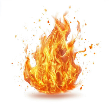 Fire flames isolated on white background rendered