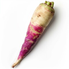 Poster - vibrant purple and white radish with green stem, freshly harvested and ready for culinary use, isola