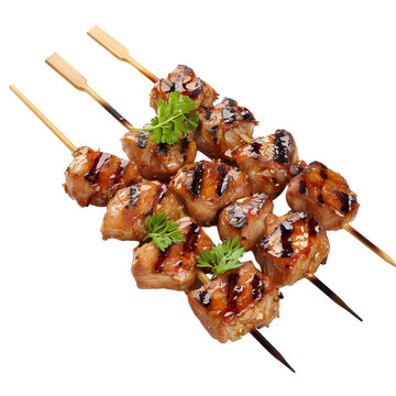 Isolated Yakitori (Grilled Skewered Chicken), Set Against a Transparent Background, Perfect for Food, Japanese Cuisine, or Culinary-Themed Designs