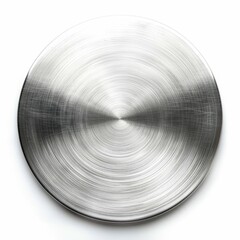 Aufkleber - Brushed metal disk with radial texture isolated on white background, creating an abstract and industrial aesthetic