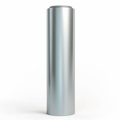 Poster - Chrome cylinder reflecting light on white background, ideal for product presentations