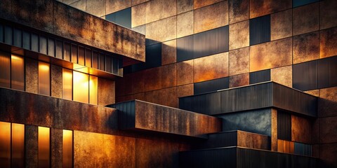 Poster - Grainy Textured Abstract Background Transitioning from Rich Brown to Deep Black, Perfect for Architectural Photography and Design Projects, Evoking Depth and Modern Elegance