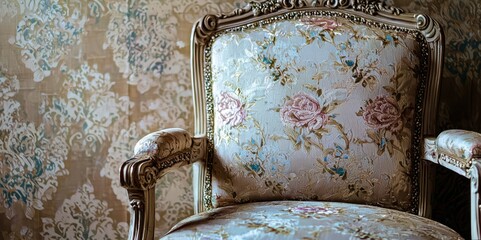 Poster - Chair with a floral pattern on it