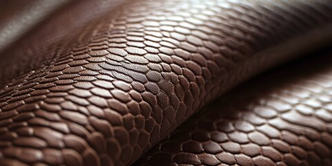 Poster - Brown leather item with a snake pattern