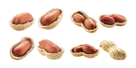 Raw Peanuts in Shell and Shelled Varieties, PNG set collection, isolated on transparent background