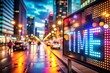 © prapatsorn - Illuminated Digital Billboard Displaying TIME in Bold LED Lights with Bokeh Effect, Showcasing Urban Nightlife and Modern Technology in a Vibrant Cityscape