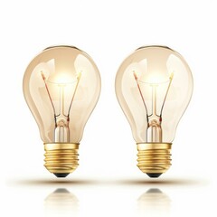 Poster - Two glowing light bulbs symbolize bright ideas, innovation, and creative solutions on a white background
