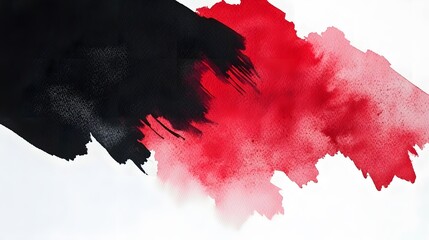 Poster - Abstract watercolor artwork featuring bold black and red brush strokes on a white background.