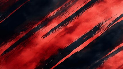 Poster - Abstract painting with bold red and black brush strokes creating a dynamic visual effect.