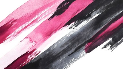 Poster - Abstract watercolor strokes in pink, black, and white, creating a dynamic visual effect.