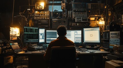 Poster - Modern Sound Studio Interior with Professional Equipment and Technology