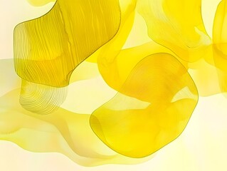 Poster - Abstract yellow shapes with fluid lines on a soft background, creating a vibrant visual effect.