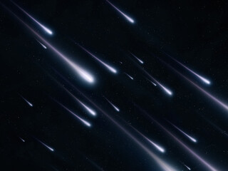 Wall Mural - meteor storm on a dark background. bolides in the earth's atmosphere. beautiful starfall isolated. g