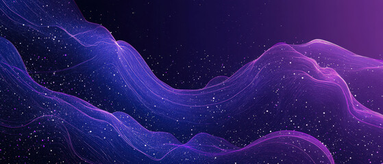 Wall Mural - A purple background with a purple line that is dotted with stars