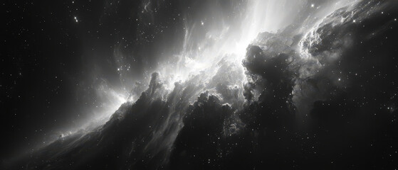 Wall Mural - A black and white photo of a galaxy with a white cloud in the middle
