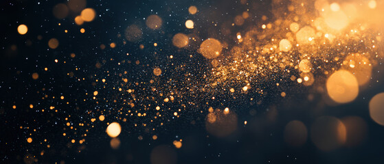 Wall Mural - A blurry image of gold and black specks with a dark background