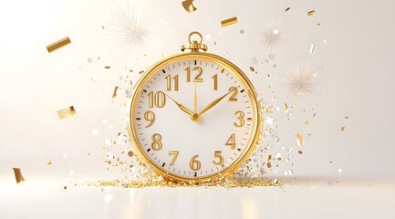 Fototapete - The idea of ​​decorating a clock to celebrate the joy of the New Year with a clock. Which welcomes the New Year. And it lights up with fireworks.