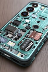 Poster - Close-up view of a smartphone's internal components showcasing its intricate design.