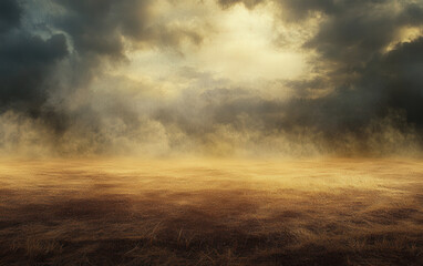 Wall Mural - A desolate, barren landscape with a stormy sky in the background