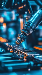 Leinwandbilder - Robotic arm working on assembly line in factory