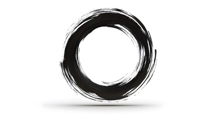 Poster - A simple black circle brushstroke on a white background, symbolizing completeness or unity.