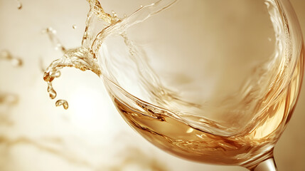 Poster - Wine glass with drink on retro colored background.