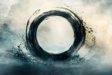Poster - A serene circular design with an ethereal background, evoking calmness and contemplation.