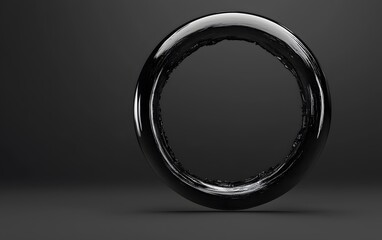 Poster - A sleek, reflective black ring on a dark background, emphasizing minimalism and design.