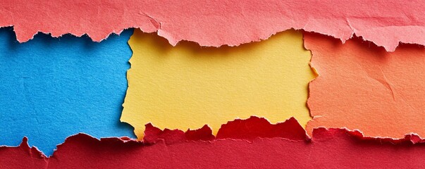 Aufkleber - Colorful ripped paper creating abstract background design
