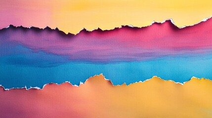 Poster - colorful ripped paper creating abstract background with gradient colors