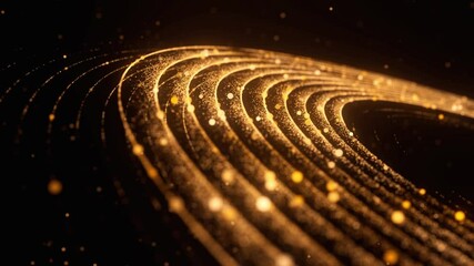 Poster - Golden particles animation abstract background. Glitter circle texture with shiny sparkles. Holiday celebration concept. Seamless loop.