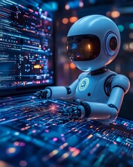 Leinwandbilder - AI technology to enhance work efficiency, data analysis, and problemsolving through intelligent AI chatbot solutions and efficient work tools