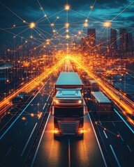 Leinwandbilder - Business logistics concept with global business connection, technology interface, and global partner connections, futuristic and sleek design