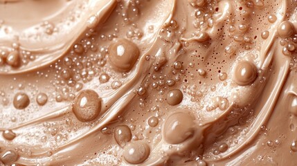 Poster - A close up of a creamy brown substance with many bubbles. The color of the year Mocha Mousse